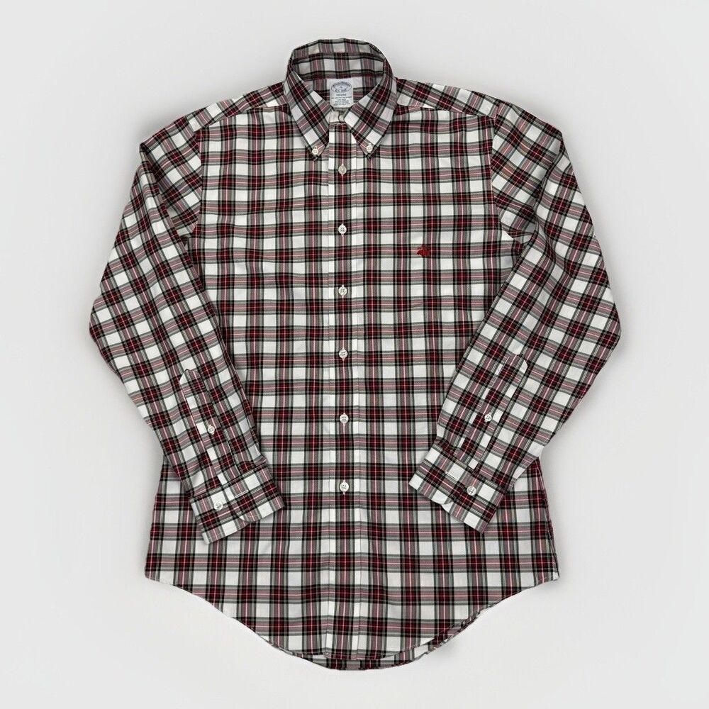 Brooks Brothers Regent Non Iron Tartan Plaid Button Up Logo Shirt Mens Small